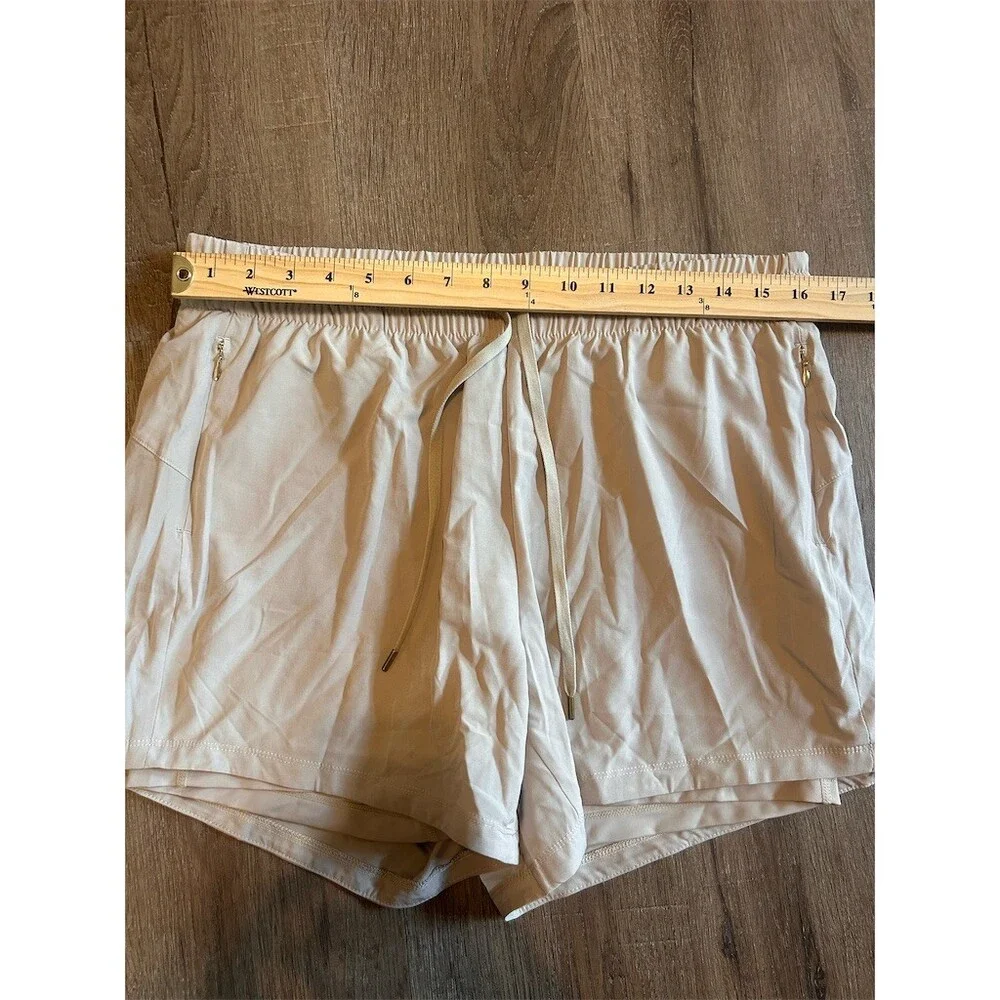 Athlecia Women's Woven Running Shorts Beige Stone Wash Drawstring Size 36